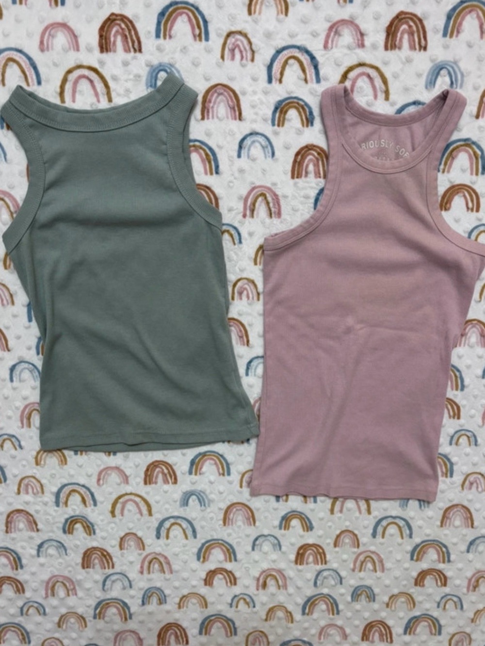 Women’s Aeropostale Ribbed Tank Top - Dusty Rose and Sage (SHEIN)